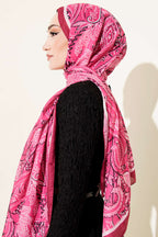 Paisley Motifli Soft Şal Fuşya
