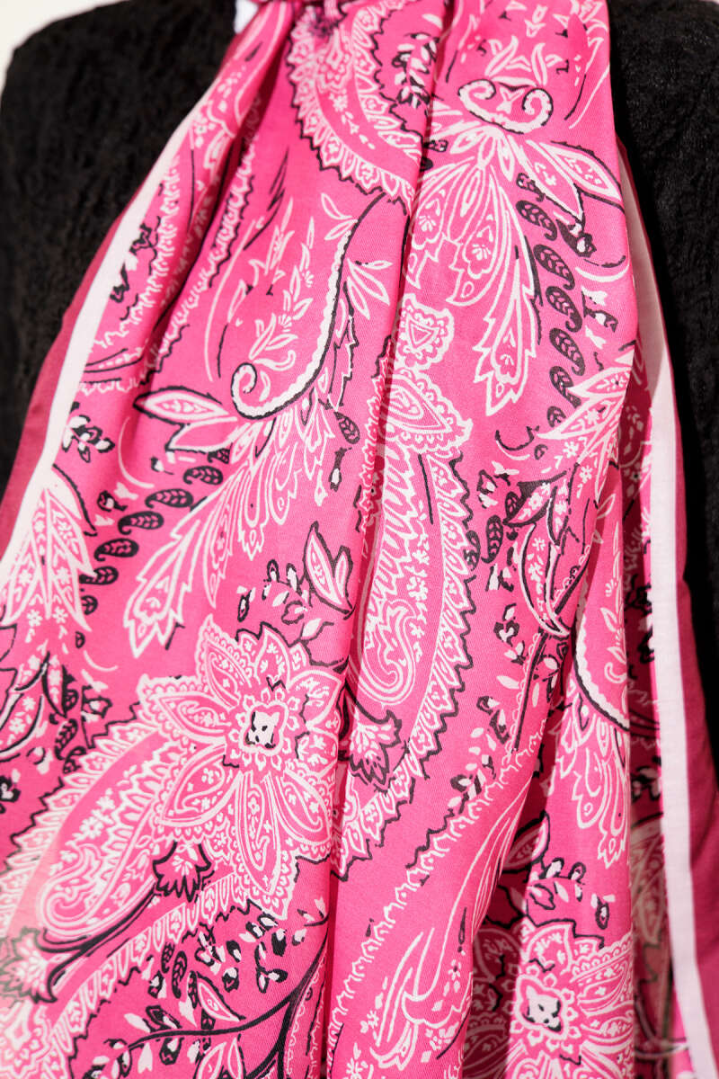 Paisley Motifli Soft Şal Fuşya