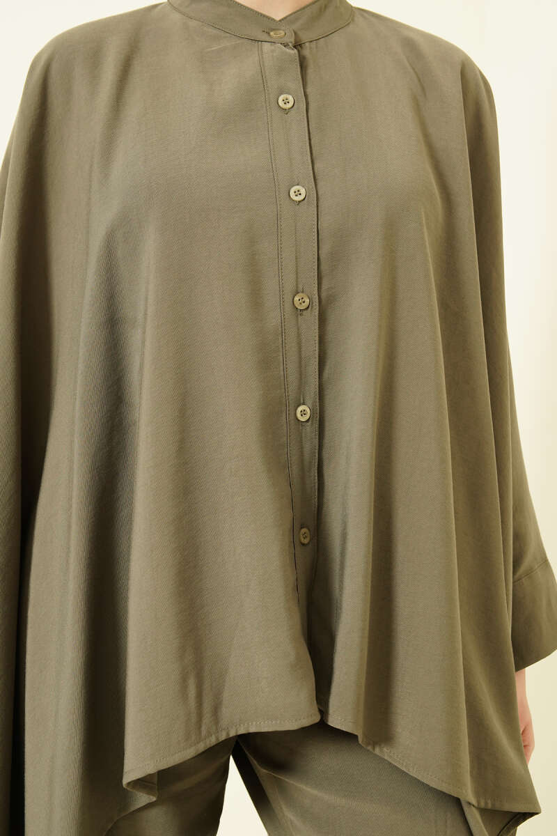 Pançolu Oversize Tensel İkili Takım Haki