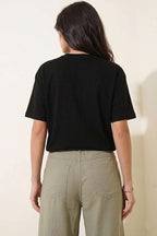 Panda Baskılı T-shirt Siyah