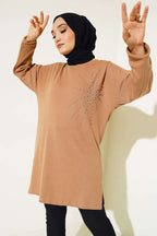 Parlak Taşlı İnce Fitilli Tunik