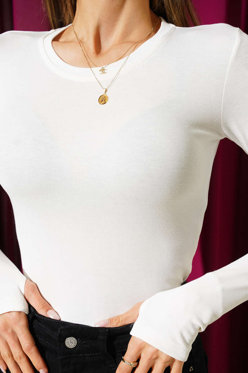 Parmak Geçirmeli Likralı Body