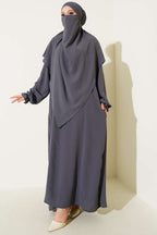 Breite Abaya mit Schleier Çağla Grün