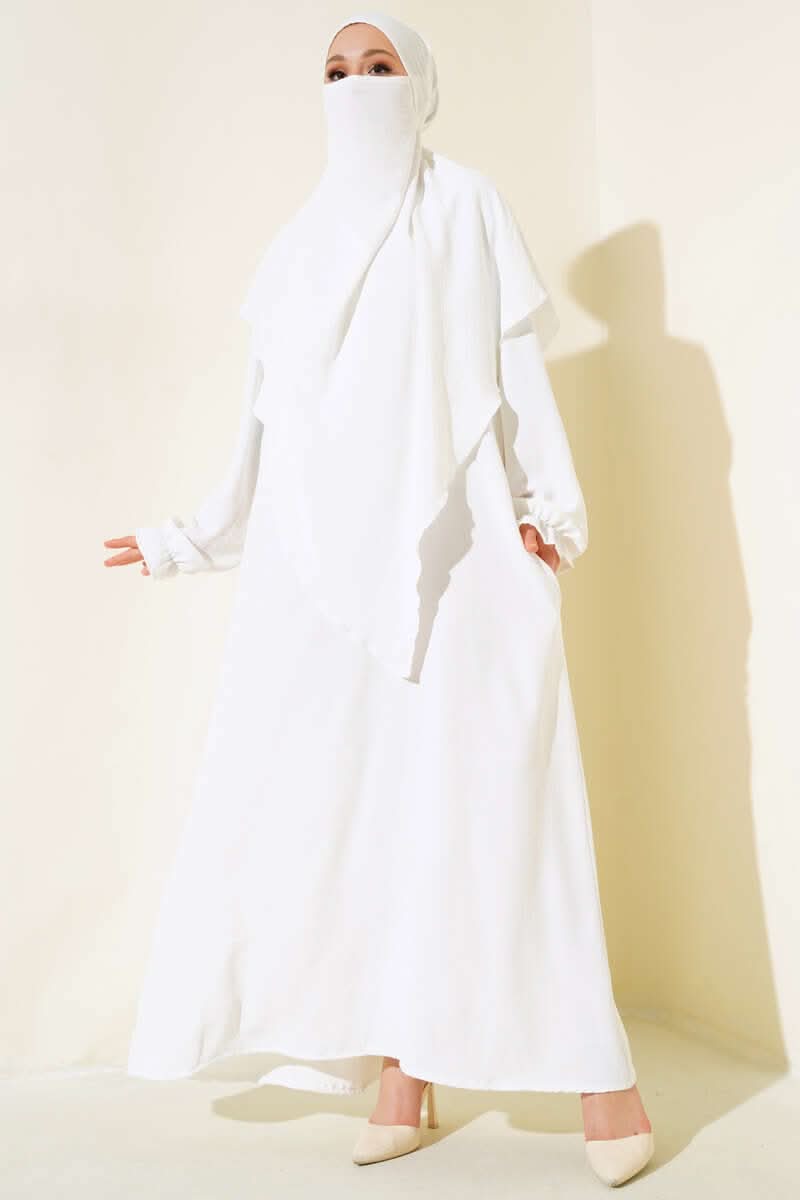Breite Abaya mit Schleier Çağla Grün