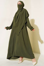 Breite Abaya mit Schleier Çağla Grün