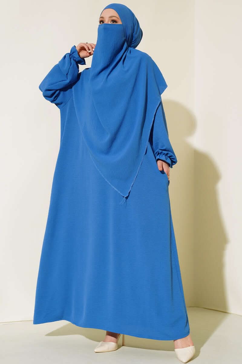 Breite Abaya mit Schleier Çağla Grün