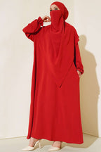 Breite Abaya mit Schleier Çağla Grün