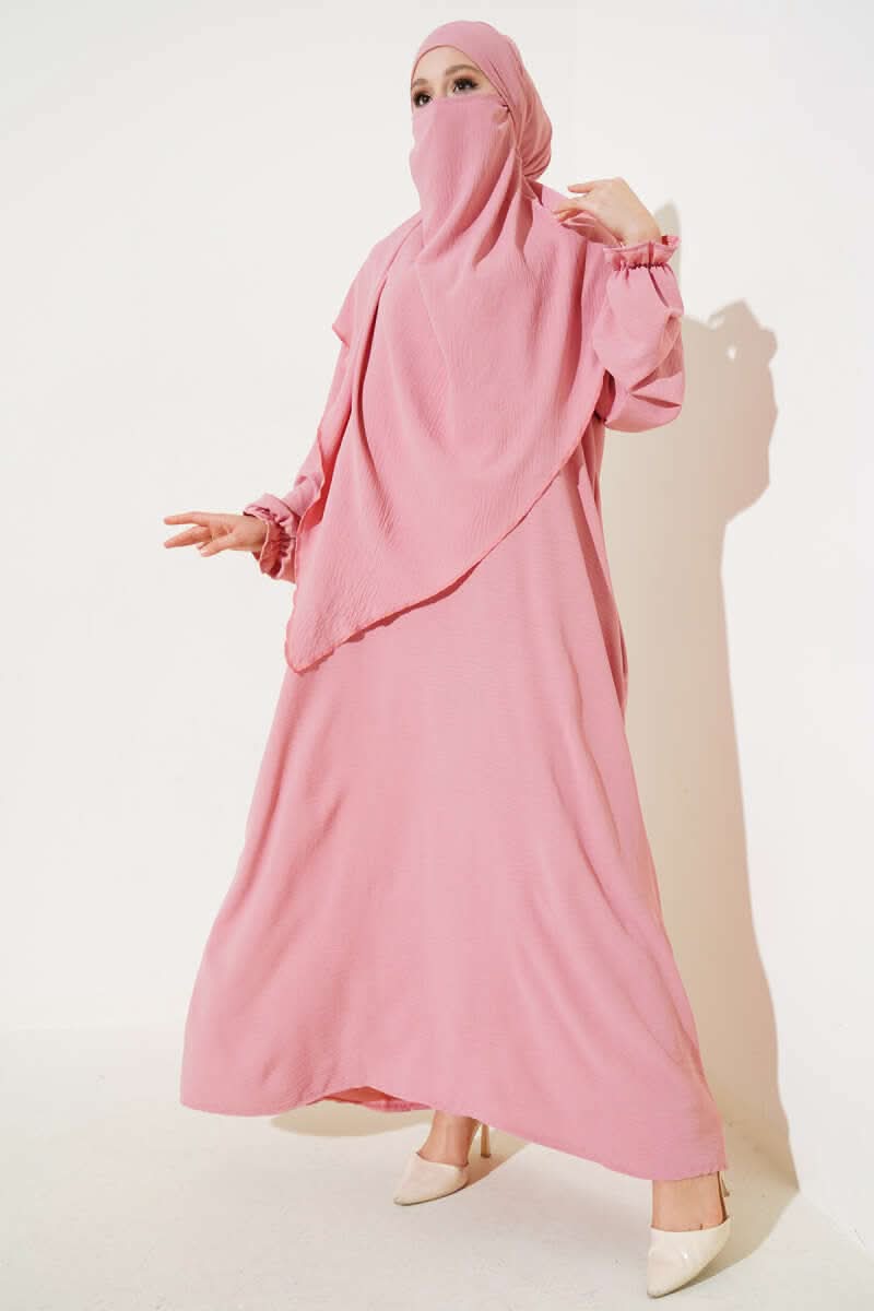 Breite Abaya mit Schleier Çağla Grün