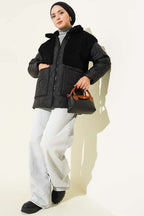 Peluş Garnili Oversize Mont