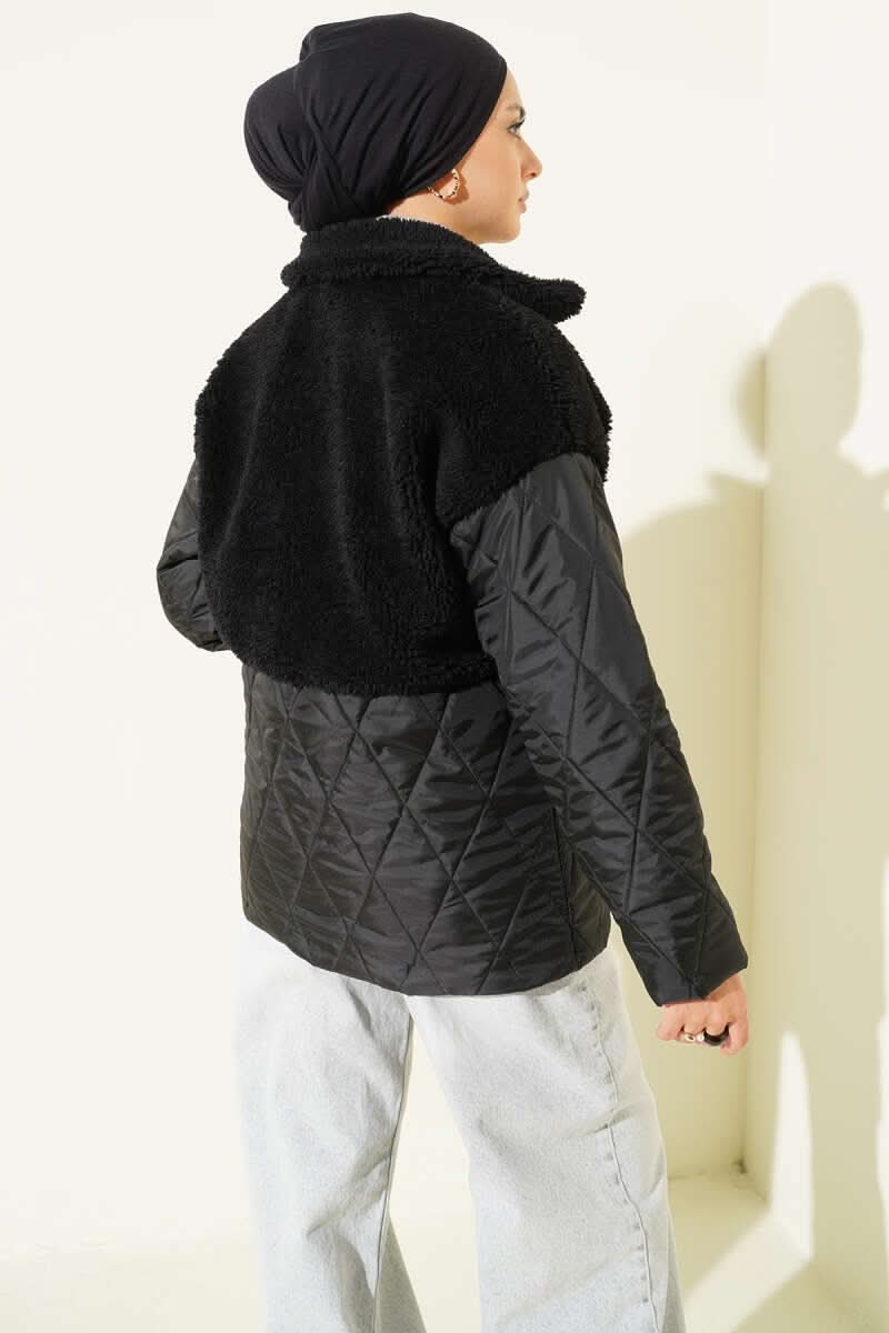 Peluş Garnili Oversize Mont