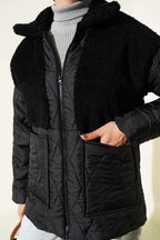 Peluş Garnili Oversize Mont
