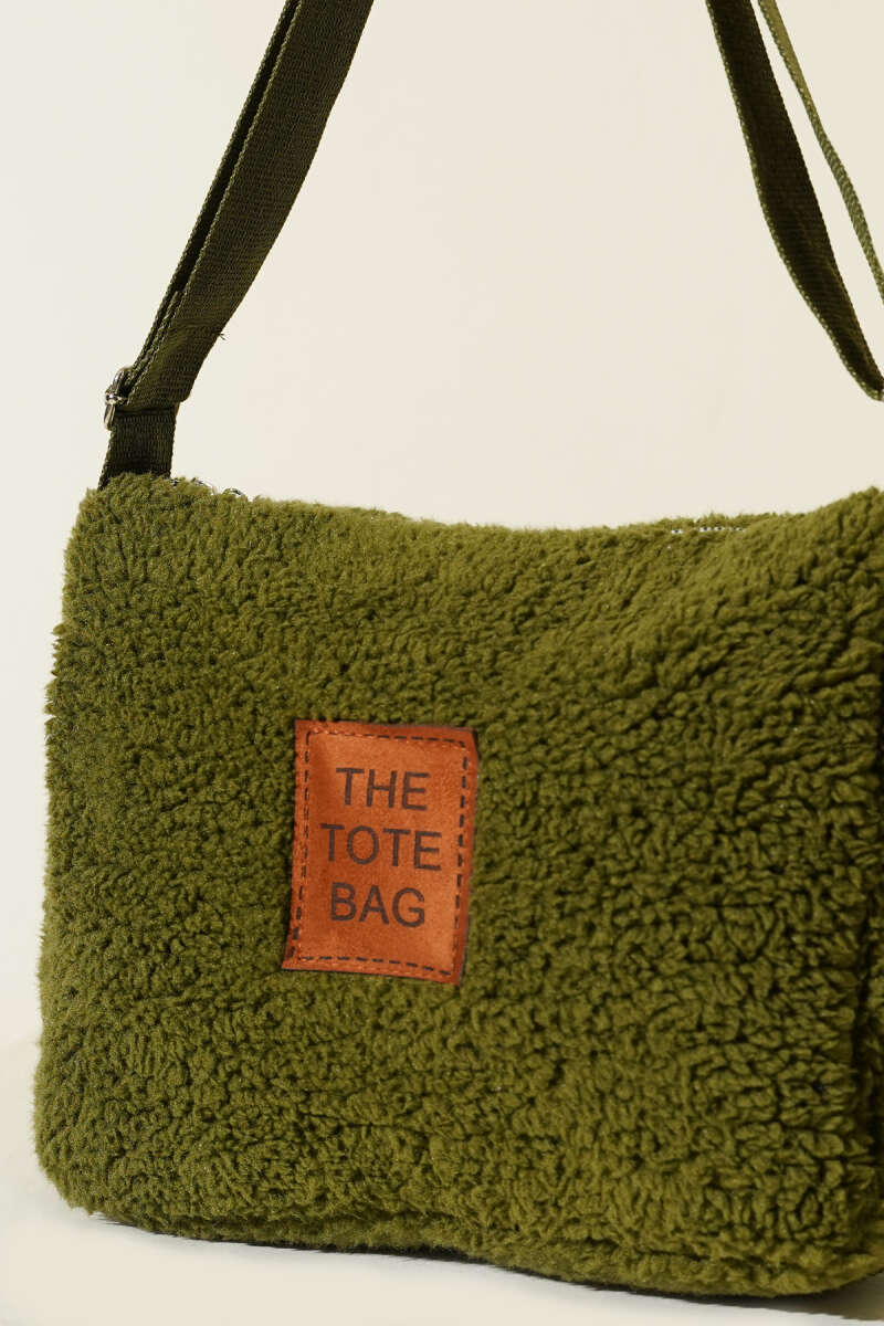 Peluş Omuz Askılı Tote Çanta