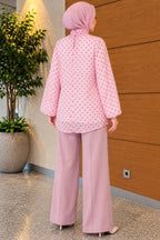 Chiffon Tunic with Polka Dot Collar Ties