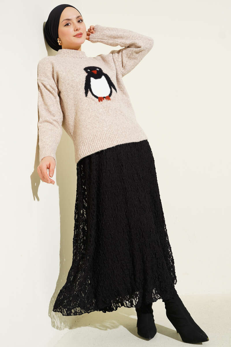 Penguin Printed Soft Knitted Sweater