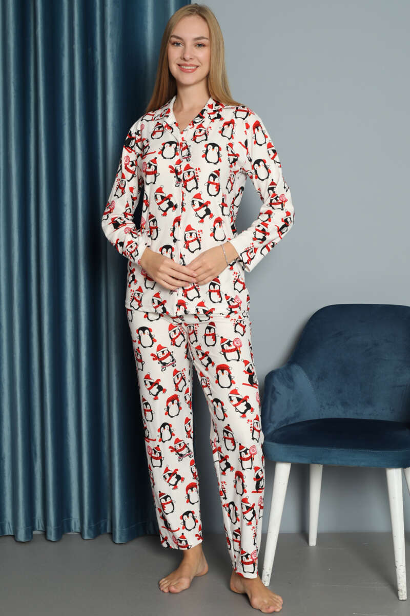 Penguen Desen Süet Pijama Takımı