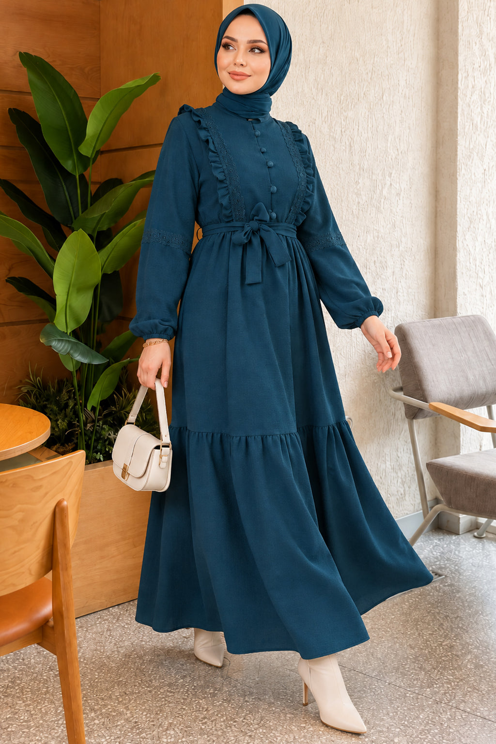 Brit - Robe boutonnée en guipure