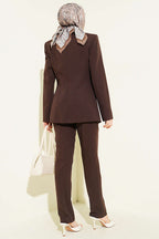 Pile Detaylı Blazer Ceketli İkili Takım