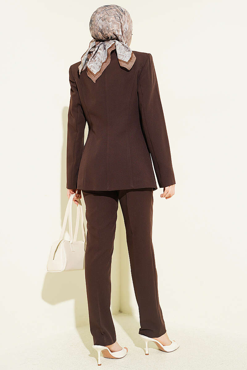 Pile Detaylı Blazer Ceketli İkili Takım
