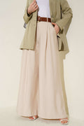 Pileli Kemerli Oversize Pantolon