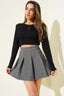 Pileli Şort Astarlı Kaşe Mini Etek Füme