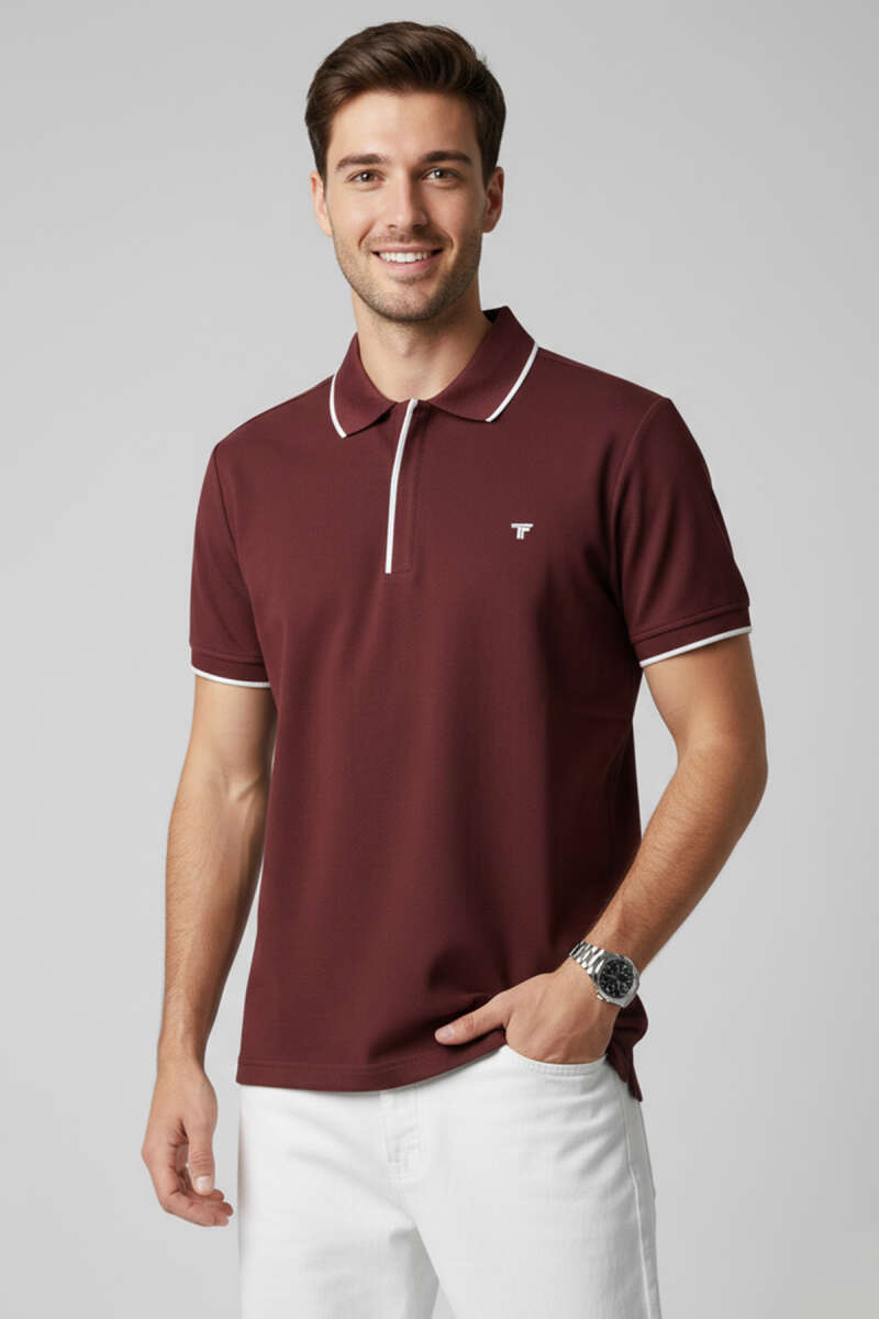 Polo Gizli Fermuarlı Erkek T-shirt