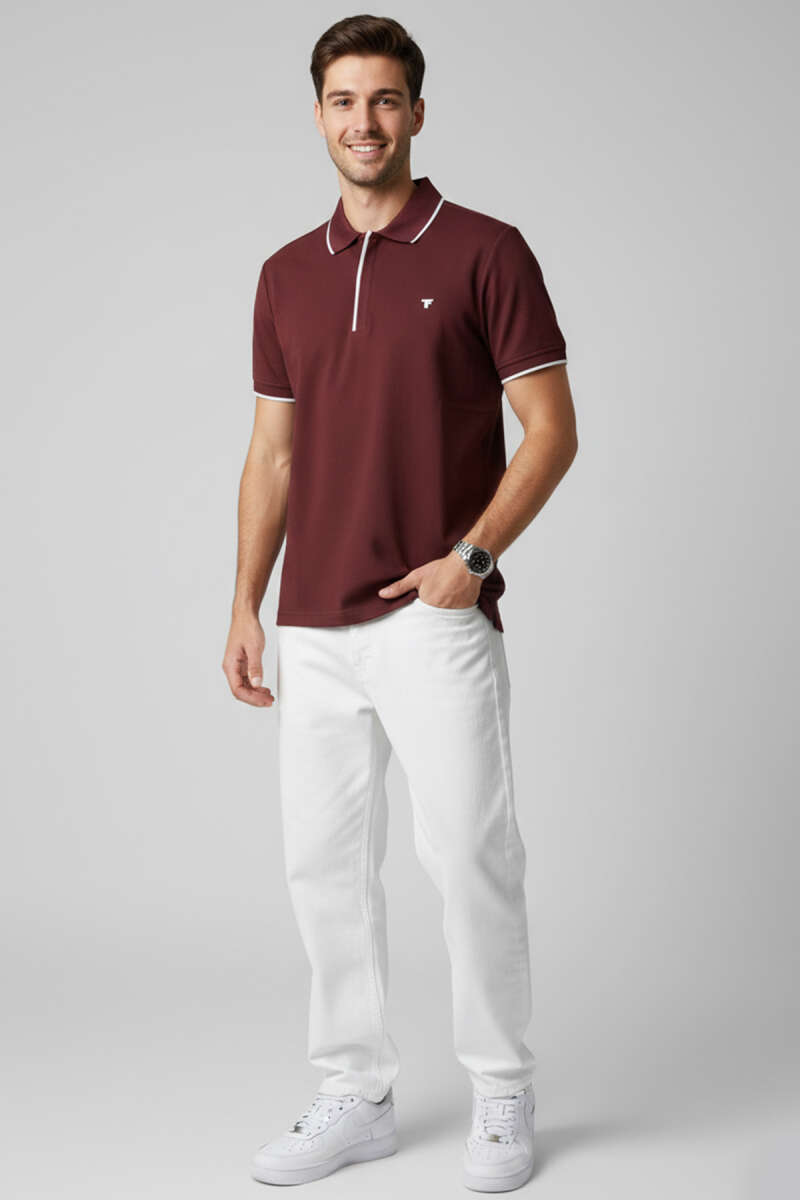 Polo Gizli Fermuarlı Erkek T-shirt