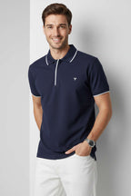 Polo Gizli Fermuarlı Erkek T-shirt Lacivert