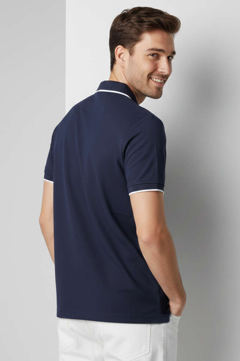 Polo Gizli Fermuarlı Erkek T-shirt Lacivert