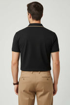 Polo Gizli Fermuarlı Erkek T-shirt Siyah