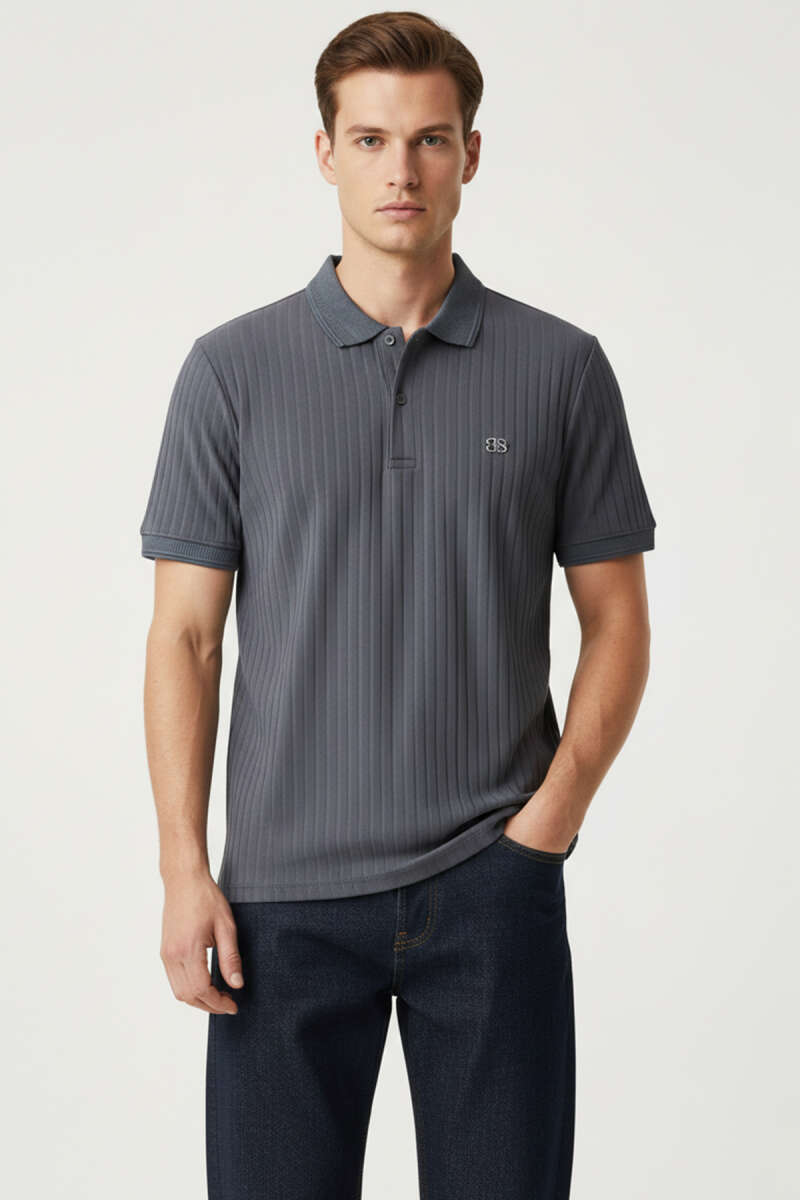 Polo Yaka Arma Detaylı Erkek T-shirt