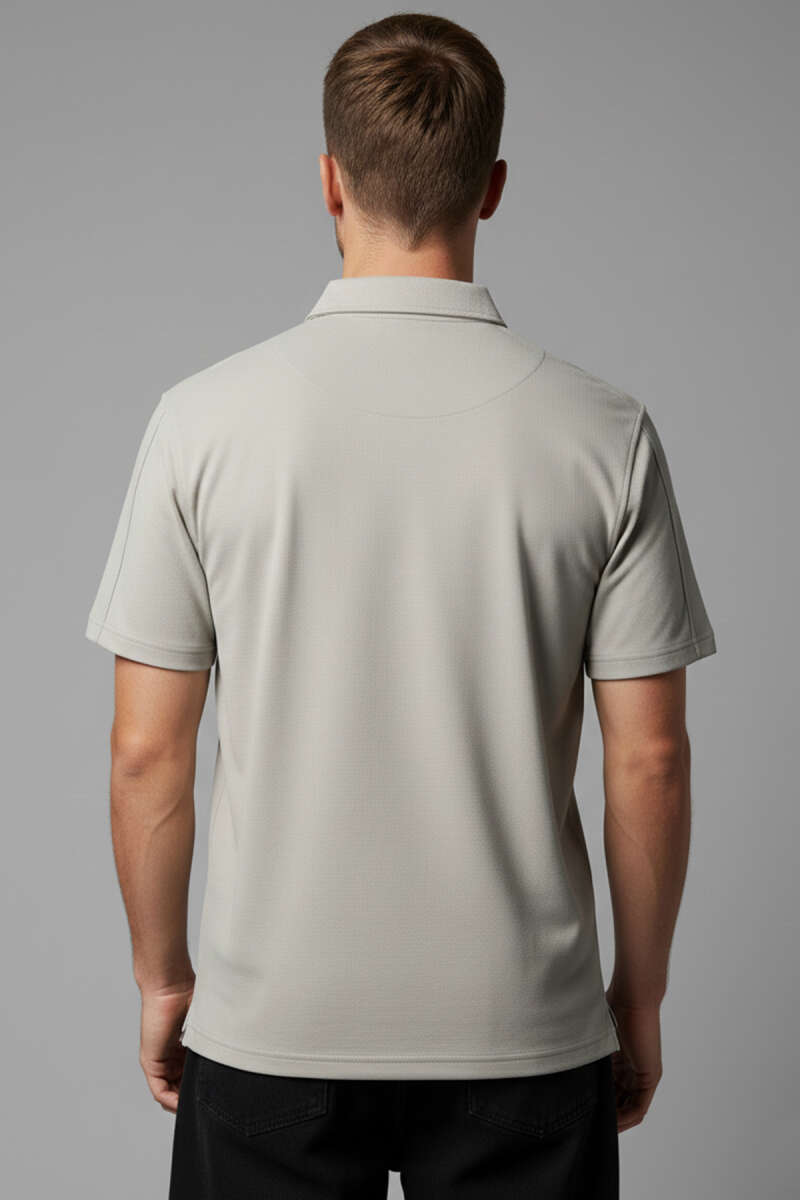 Polo Yaka Armalı Erkek T-shirt Gri