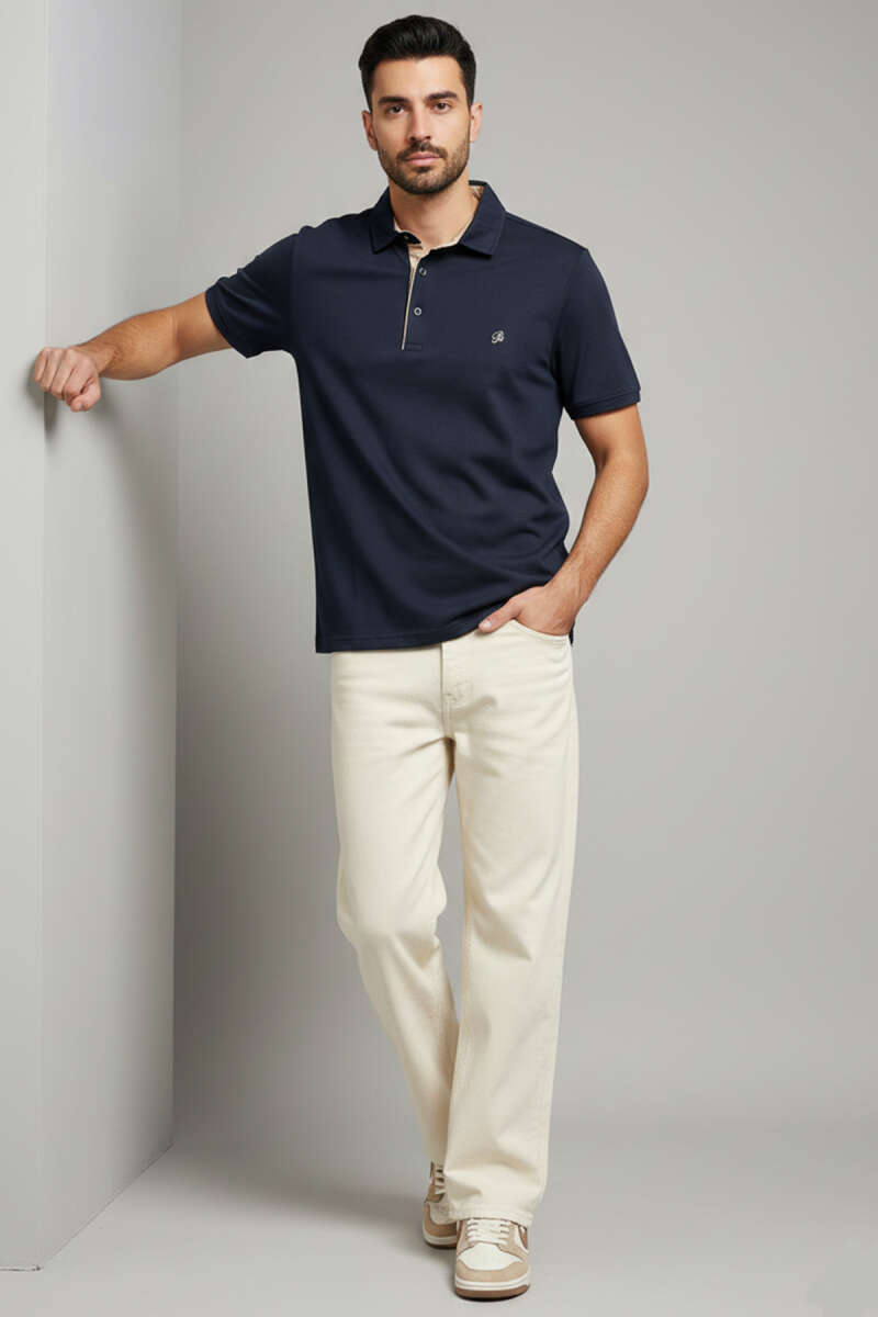 Polo Yaka Armalı Erkek T-shirt Lacivert