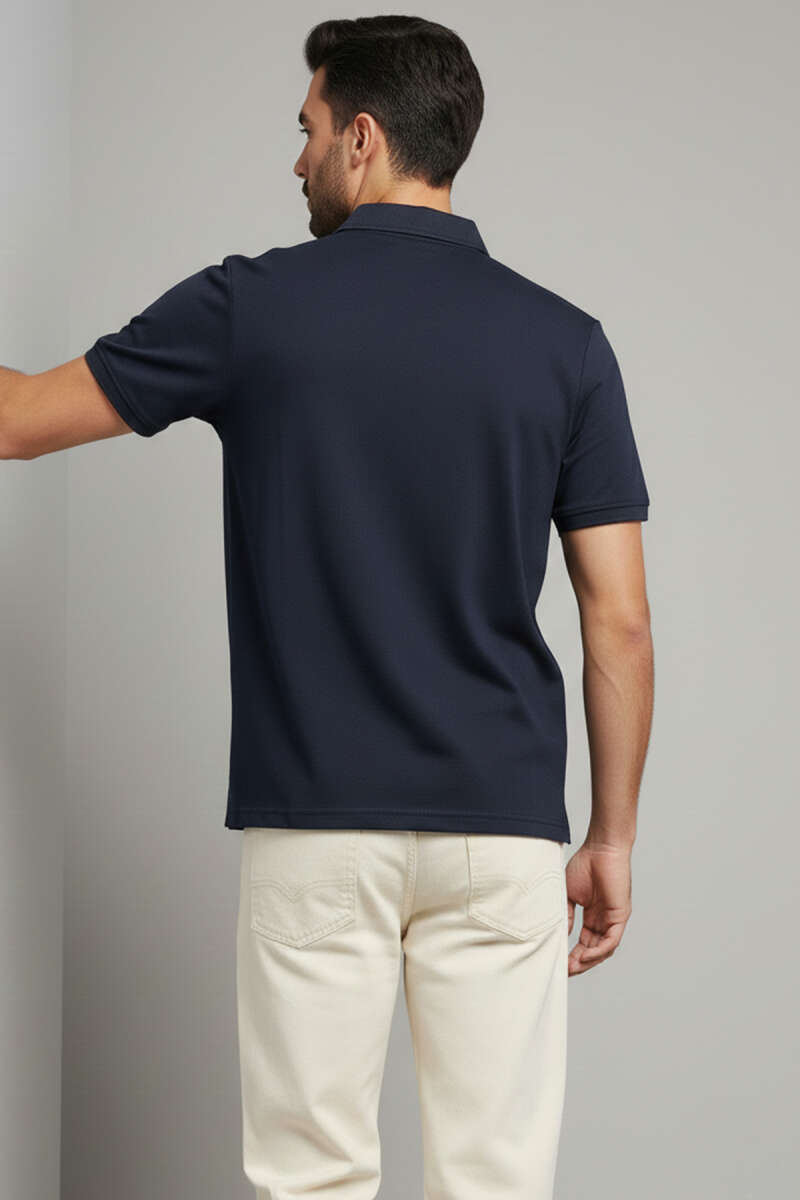Polo Yaka Armalı Erkek T-shirt Lacivert