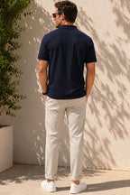 Polo Yaka Basic Fermuarlı T-shirt Lacivert