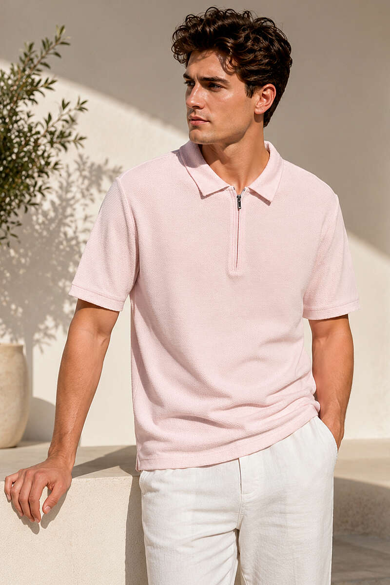 Polo Yaka Basic Fermuarlı T-shirt