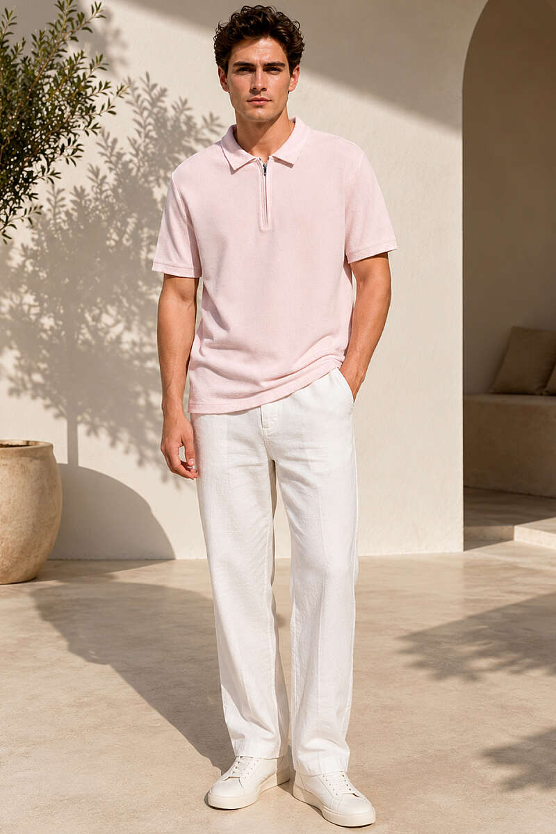 Polo Yaka Basic Fermuarlı T-shirt