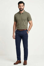 Polo Yaka Basic Tensel Erkek T-shirt Haki