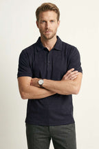 Polo Yaka Basic Tensel Erkek T-shirt Lacivert