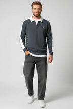 Polo Yaka Biyeli Erkek Sweatshirt