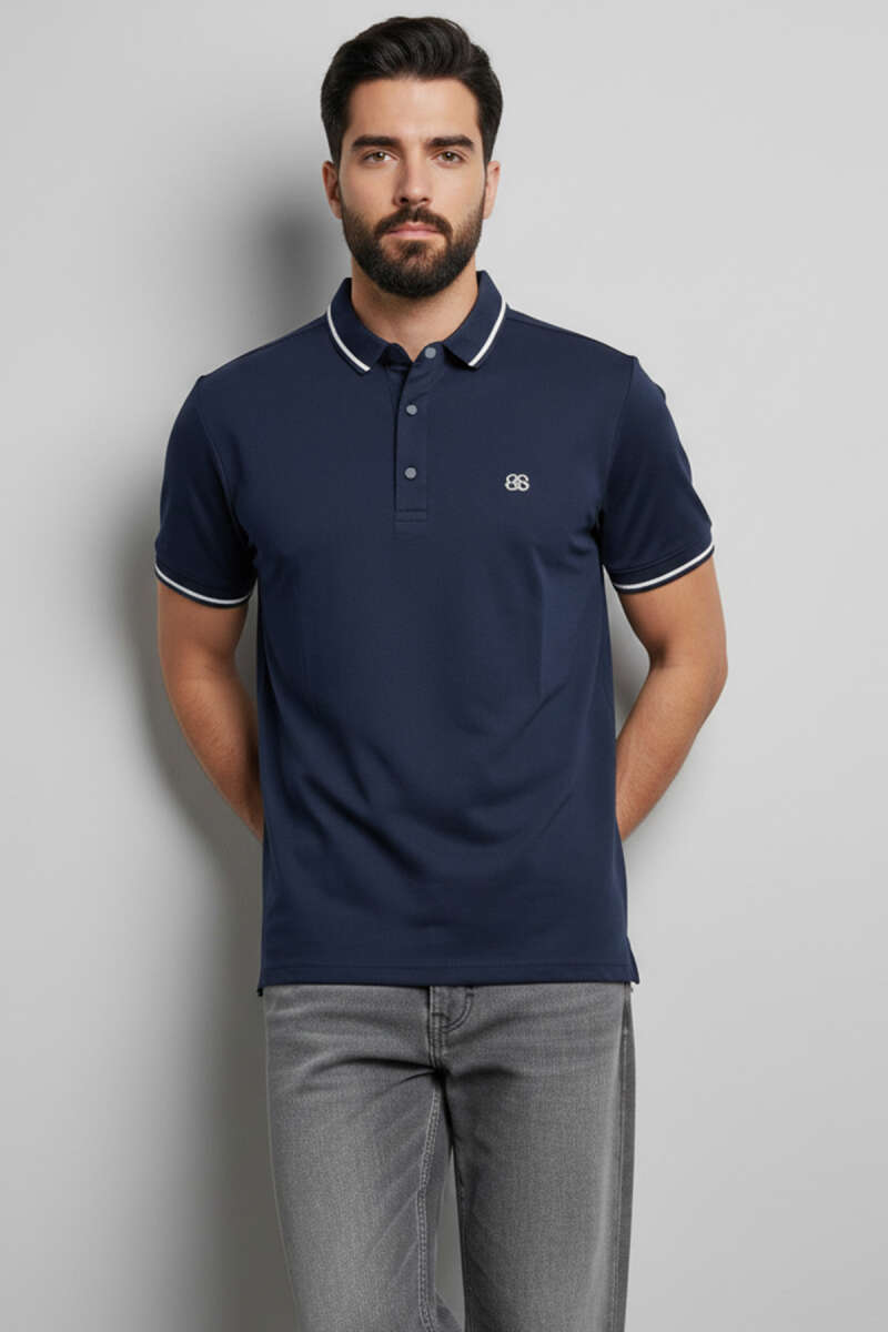 Polo Yaka Çıtçıtlı Erkek T-shirt Lacivert