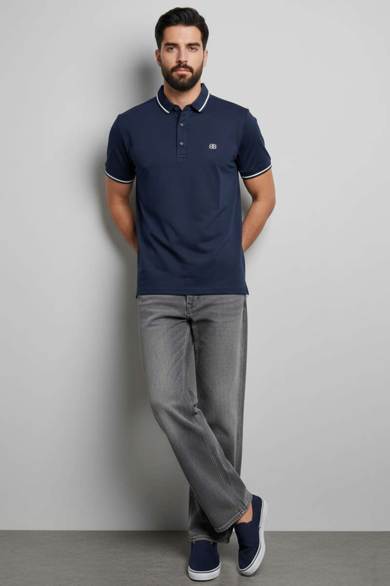 Polo Yaka Çıtçıtlı Erkek T-shirt Lacivert