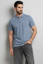 Polo Yaka Çıtçıtlı Erkek T-shirt Mavi