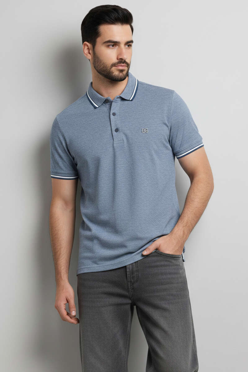 Polo Yaka Çıtçıtlı Erkek T-shirt Mavi