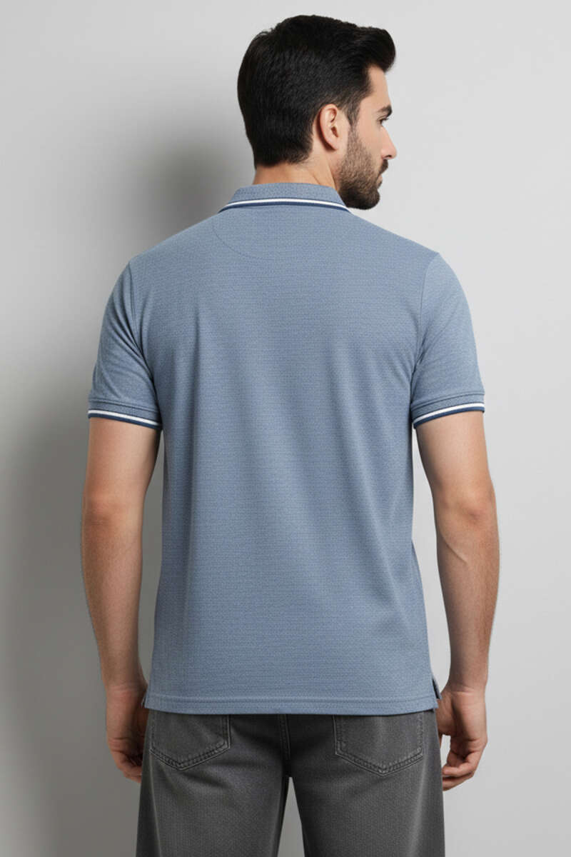 Polo Yaka Çıtçıtlı Erkek T-shirt Mavi