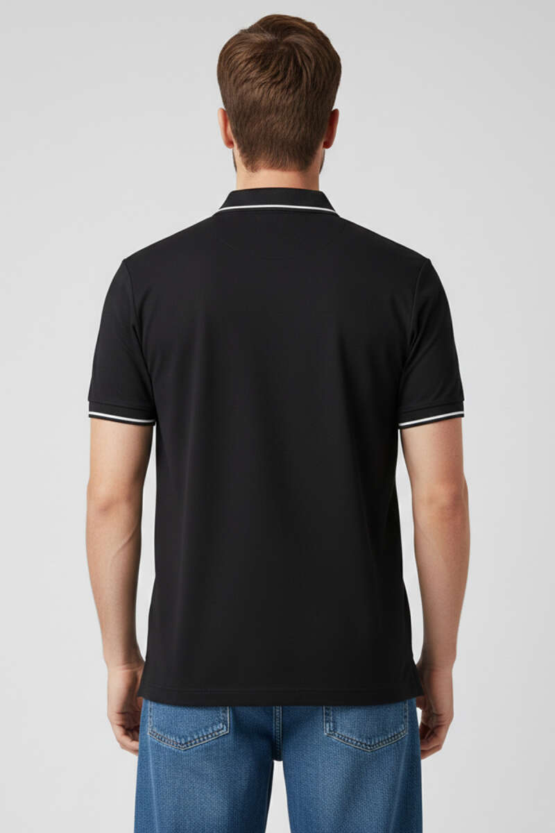 Polo Yaka Çıtçıtlı Erkek T-shirt Siyah