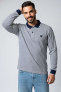 Polo Yaka Çizgili Erkek Sweatshirt