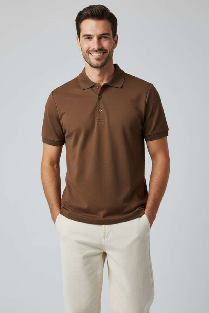 Polo Yaka Düğme Detaylı Erkek T-shirt