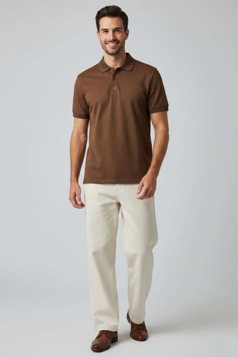 Polo Yaka Düğme Detaylı Erkek T-shirt