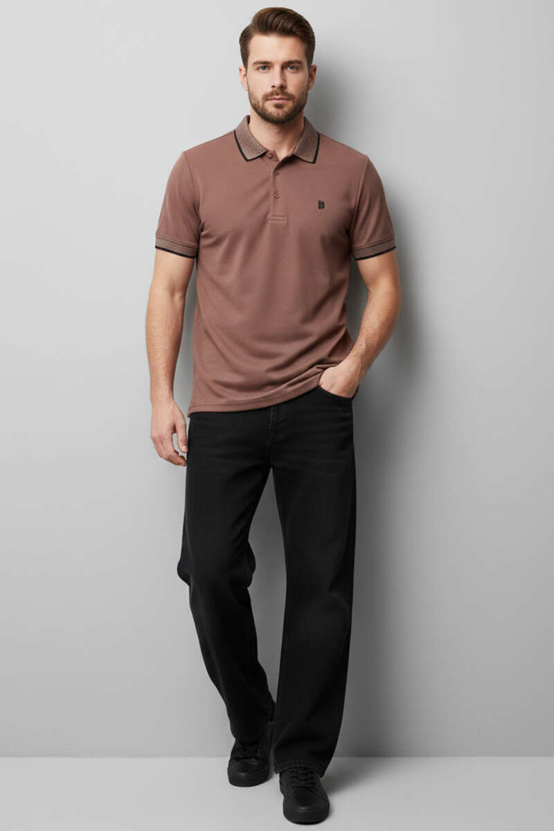 Polo Yaka Düğmeli Arma Detaylı Erkek T-shirt