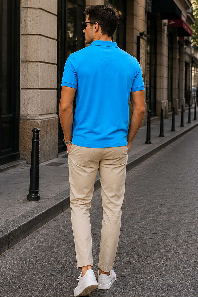 Polo Yaka Düğmeli Armalı Erkek T-shirt